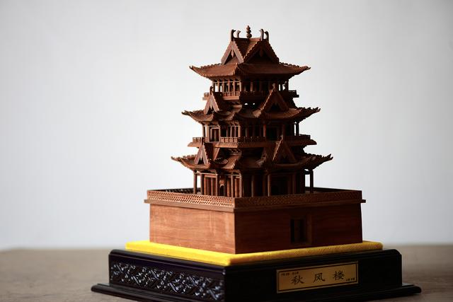 Wooden miniature model of Qiufeng Tower
